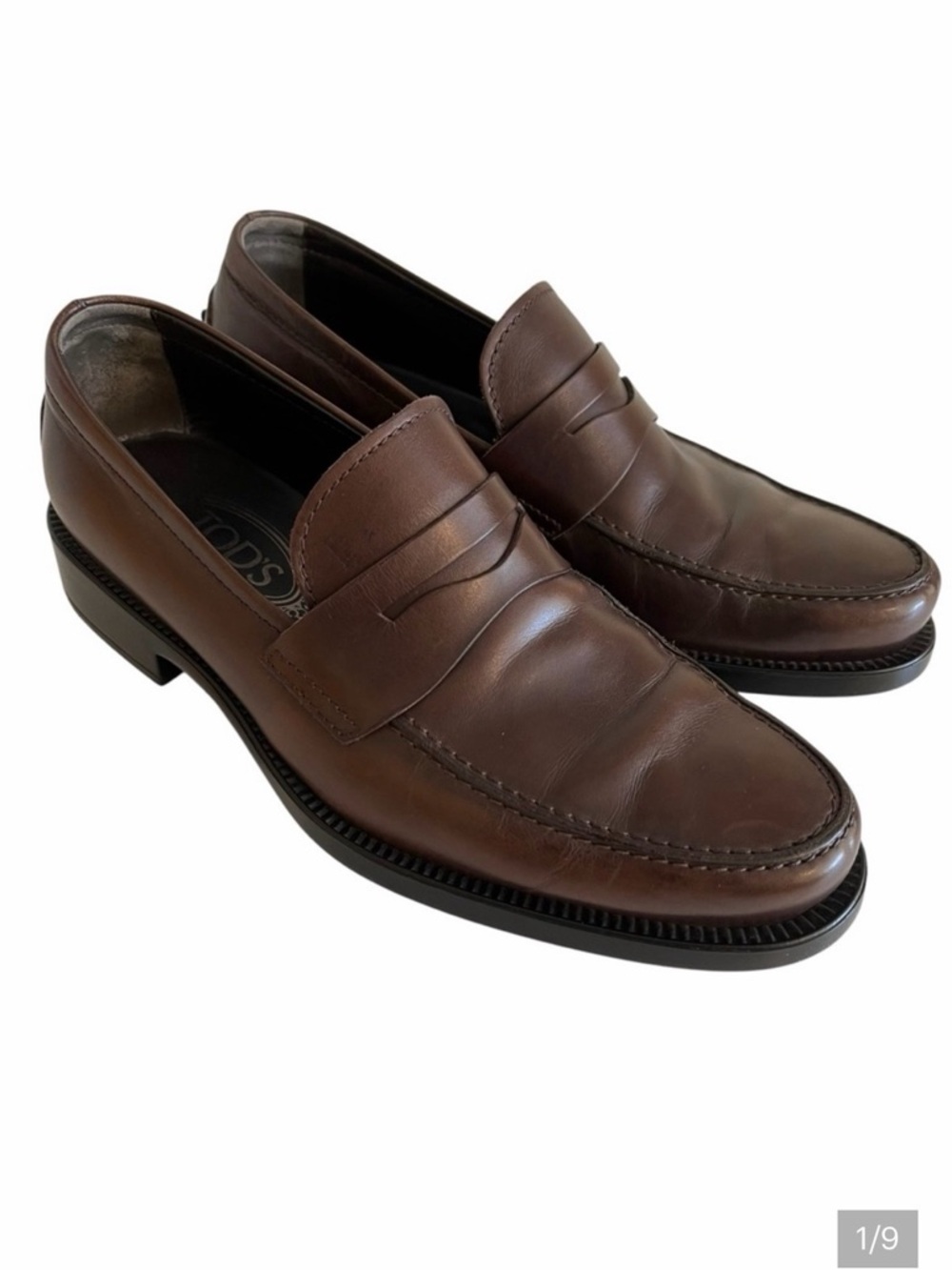 Tod's Brown Leather Penny Loafers 7.5 LIKE NEW